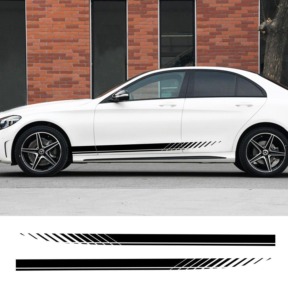 2PCS Universal Car Side Skirt Decal Stickers Body Side Sports Racing Stripe Car Side Stripes Universal Racing Sticker Decals Side Stripe Skirts Stickers Body Side Graphics Vinyl Sticker Decals Racing Sport Automobiles Body Wrap Car Accessories - Dot's Car Visors