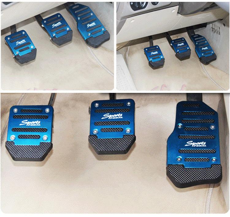 3Pcs/Set Universal Aluminum Manual Transmission Non-Slip Car Pedal Cover Set Kit Pedals Red Blue Silver Car Vehicle Sports Accelerator Brake No Drill Non-Slip Performance Car Rest Pedal Brake Auto Sports Gas Fuel Petrol Clutch Brake Pad Auto Accessories - Dot's Car Visors