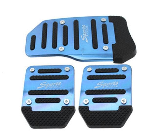 3Pcs/Set Universal Aluminum Manual Transmission Non-Slip Car Pedal Cover Set Kit Pedals Red Blue Silver Car Vehicle Sports Accelerator Brake No Drill Non-Slip Performance Car Rest Pedal Brake Auto Sports Gas Fuel Petrol Clutch Brake Pad Auto Accessories - Dot's Car Visors