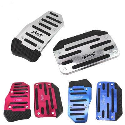 3Pcs/Set Universal Aluminum Manual Transmission Non-Slip Car Pedal Cover Set Kit Pedals Red Blue Silver Car Vehicle Sports Accelerator Brake No Drill Non-Slip Performance Car Rest Pedal Brake Auto Sports Gas Fuel Petrol Clutch Brake Pad Auto Accessories - Dot's Car Visors