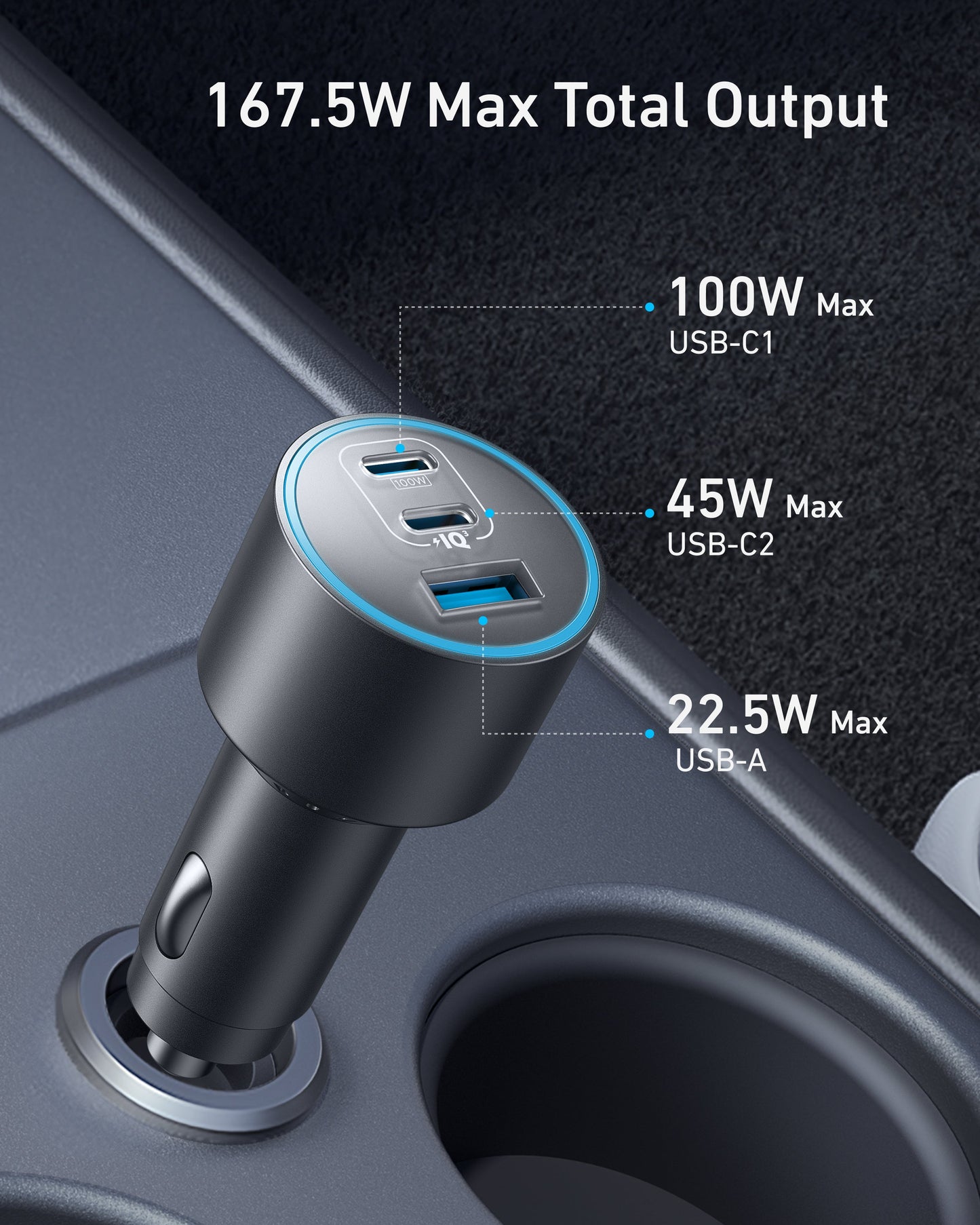 Anker Nano Car Charger (167.5W, 3 Ports) by Anker