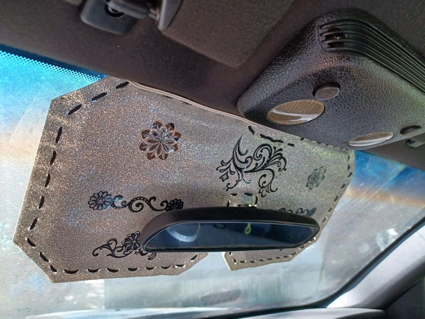 Black & Silver Car Visor - Dot's Car Visors
