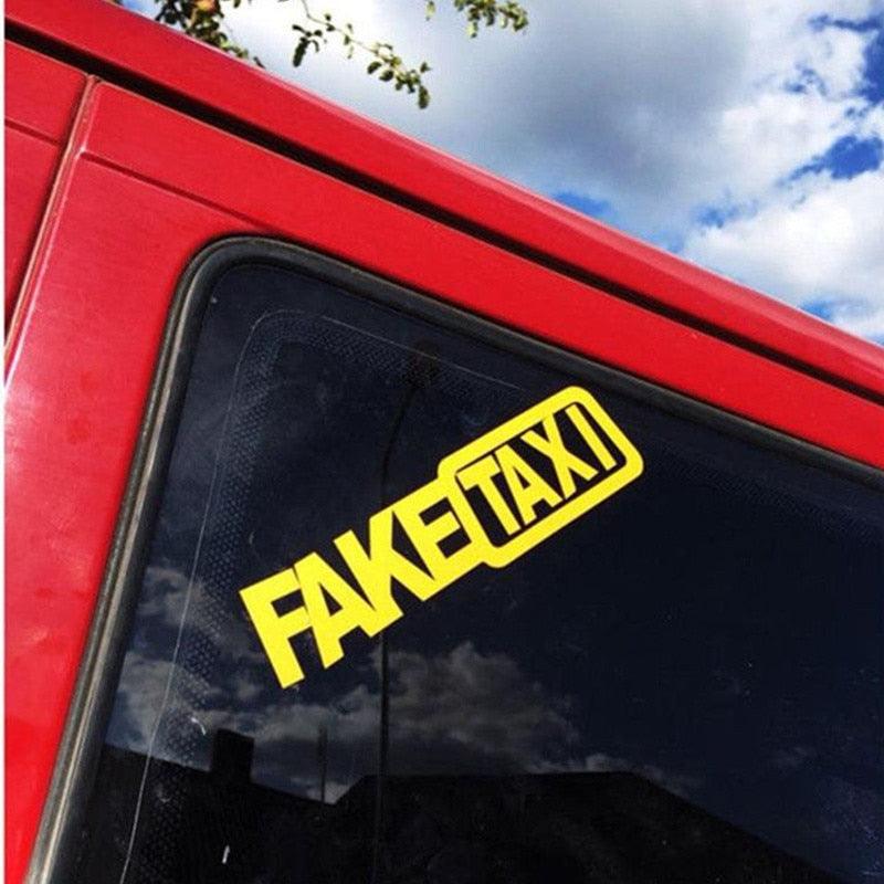 Fake Taxi Sticker Decal Funny Vinyl Car Bumper Funny FAKE TAXI Car Auto Sticker Fake Taxi Decal Self Adhesive Vinyl Universal Car Fake Taxi Reflective Window Vehicle Body Sticker Decal Auto Accessories - Dot's Car Visors