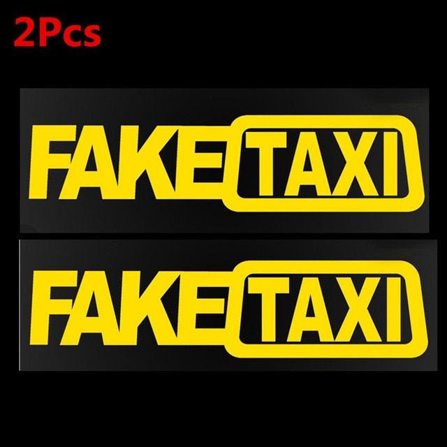 Fake Taxi Sticker Decal Funny Vinyl Car Bumper Funny FAKE TAXI Car Auto Sticker Fake Taxi Decal Self Adhesive Vinyl Universal Car Fake Taxi Reflective Window Vehicle Body Sticker Decal Auto Accessories - Dot's Car Visors