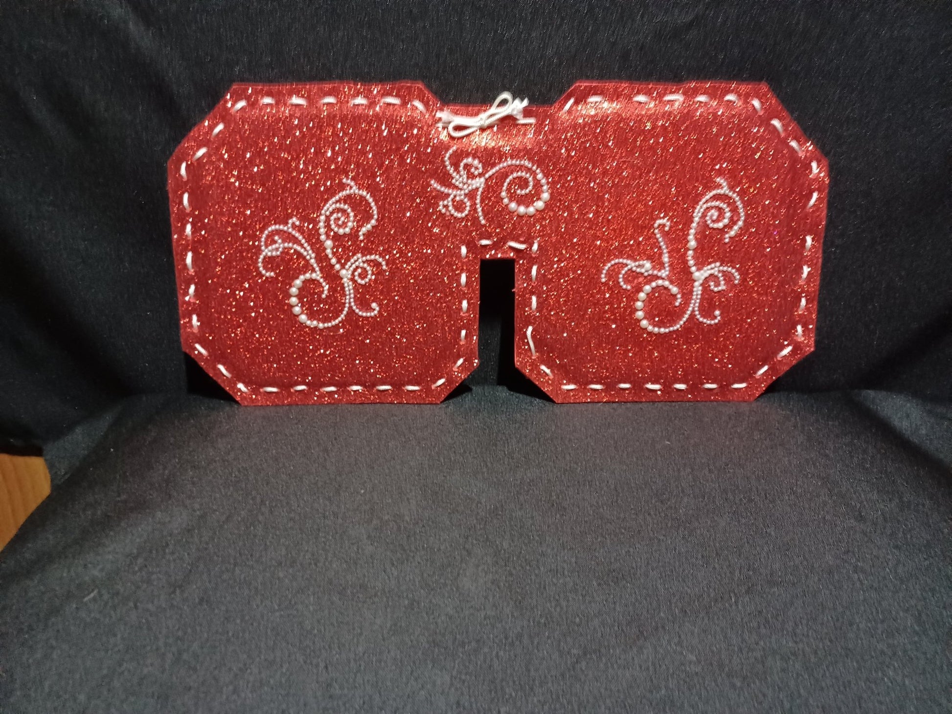 Glittery Red/Pearl Beads Car Visor - Dot's Car Visors