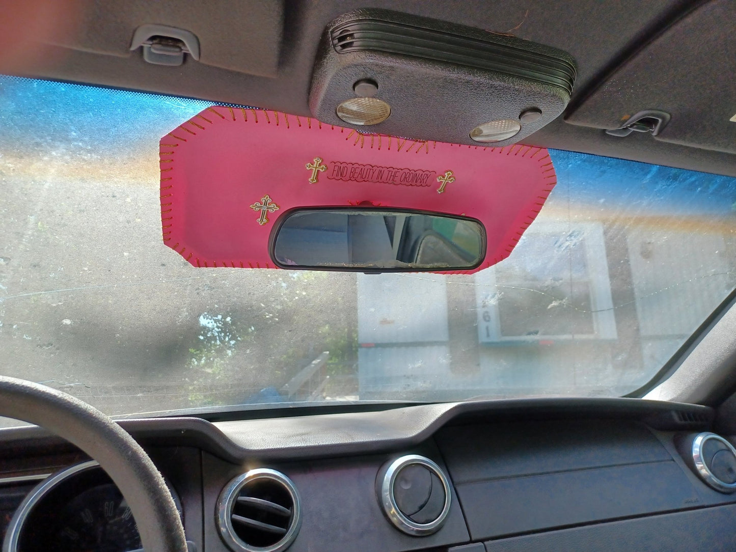 Pink with Crosses Car Visor - Dot's Car Visors